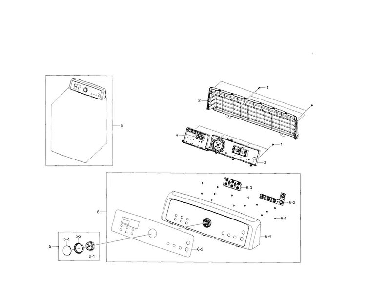 Control Panel Diagram and Parts List for DV5471AEP XAA-0000 Samsung Dryer