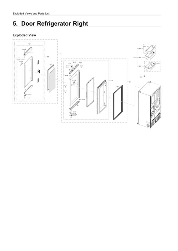 Right Refrigerator Door Parts Diagram and Parts List for RF22R7351SR AA-00 Samsung Refrigerator