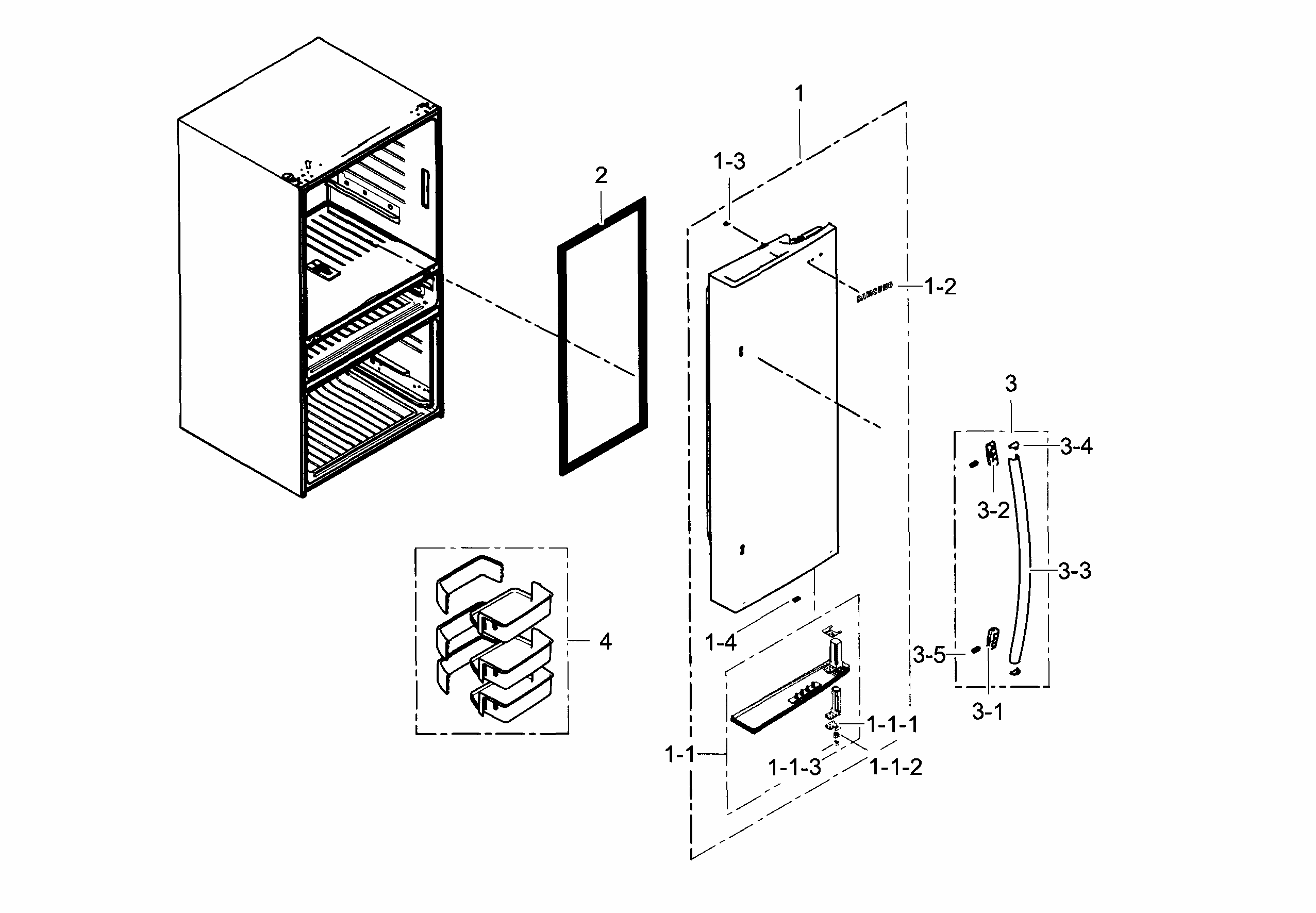 Refrigerator Door R Diagram and Parts List for RF31FMEDBSR AA-0003 Samsung Refrigerator