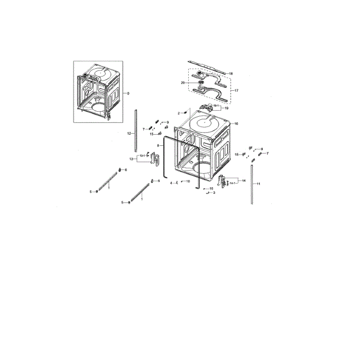 Tub Assembly Diagram and Parts List for DW80K5050US AA-02 Samsung Dishwasher