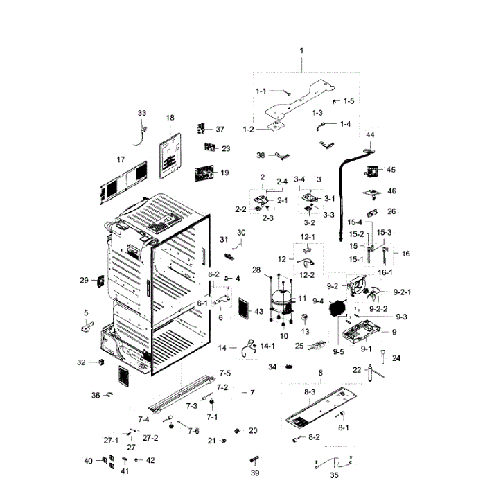 Cabinet Diagram and Parts List for RF28HFEDBSR AA-07 Samsung Refrigerator