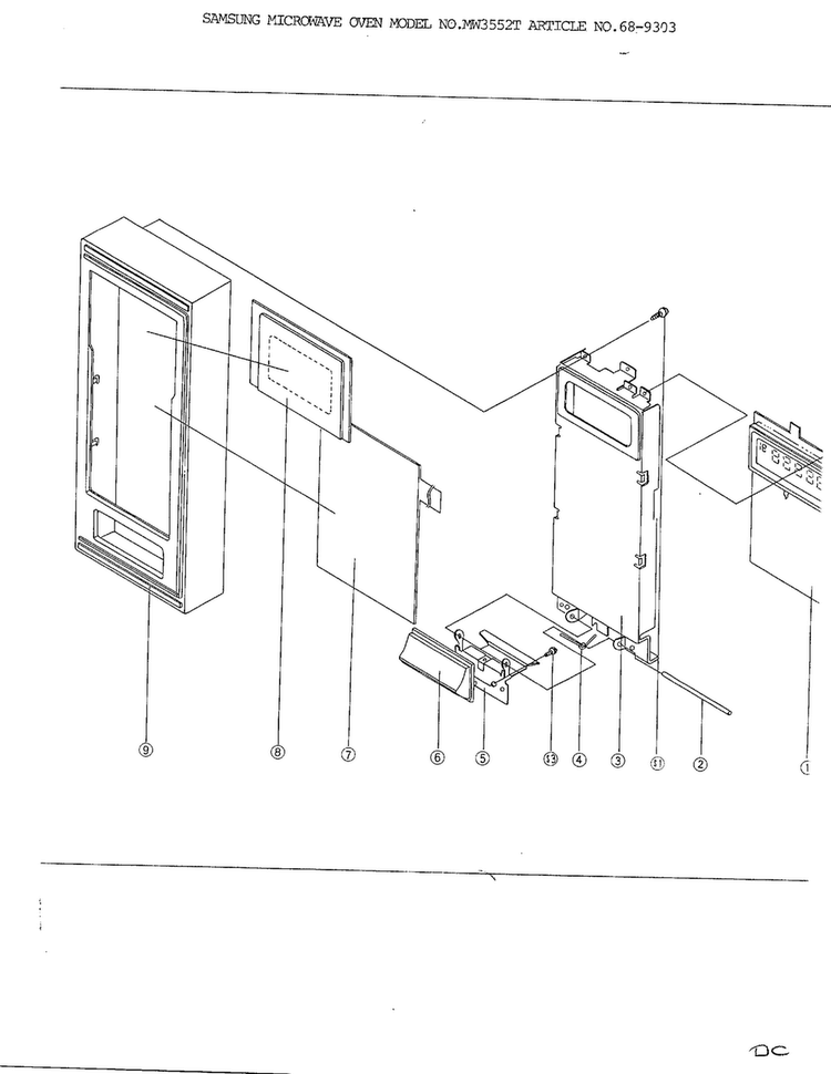 Complete Microwave Assembly Page 3 Diagram and Parts List for MW3552T XAA Samsung Microwave