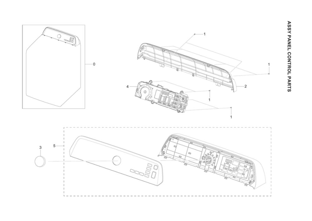 Control Panel Assembly Diagram and Parts List for DVE45T3400V A3-00 Samsung Dryer