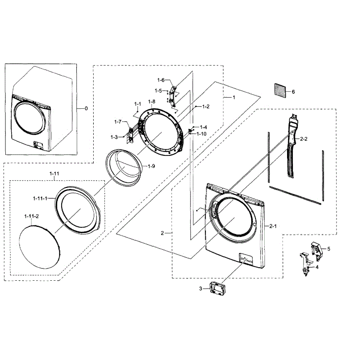 Frame 2 Diagram and Parts List for WF350ANW XAA-05 Samsung Washer