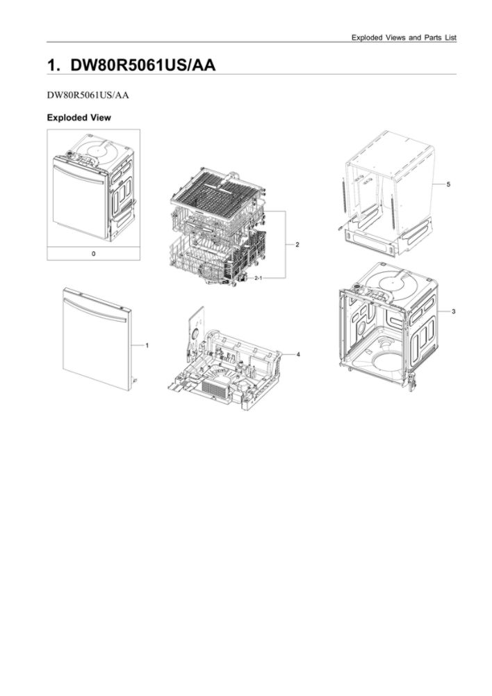 Main Assembly Diagram and Parts List for DW80R5061US AA-00 Samsung Dishwasher