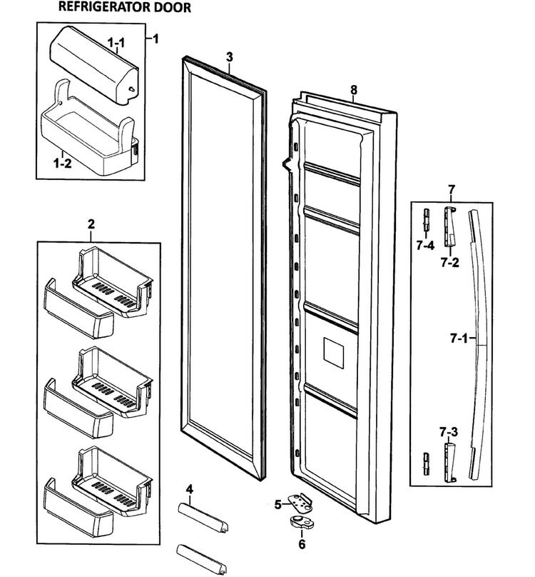 Right Door Diagram and Parts List for RS275ACRS XAA-0000 Samsung Refrigerator