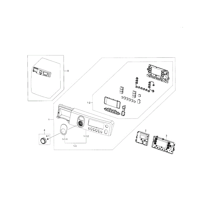 Control Panel Diagram and Parts List for WF448AAE XAA-00 Samsung Washer