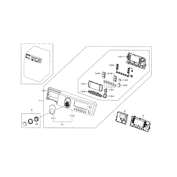 Control Panel Diagram and Parts List for WF448AAP XAA-07 Samsung Washer