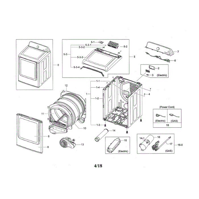 Main Diagram and Parts List for DV45H7000GP A3-01 Samsung Dryer
