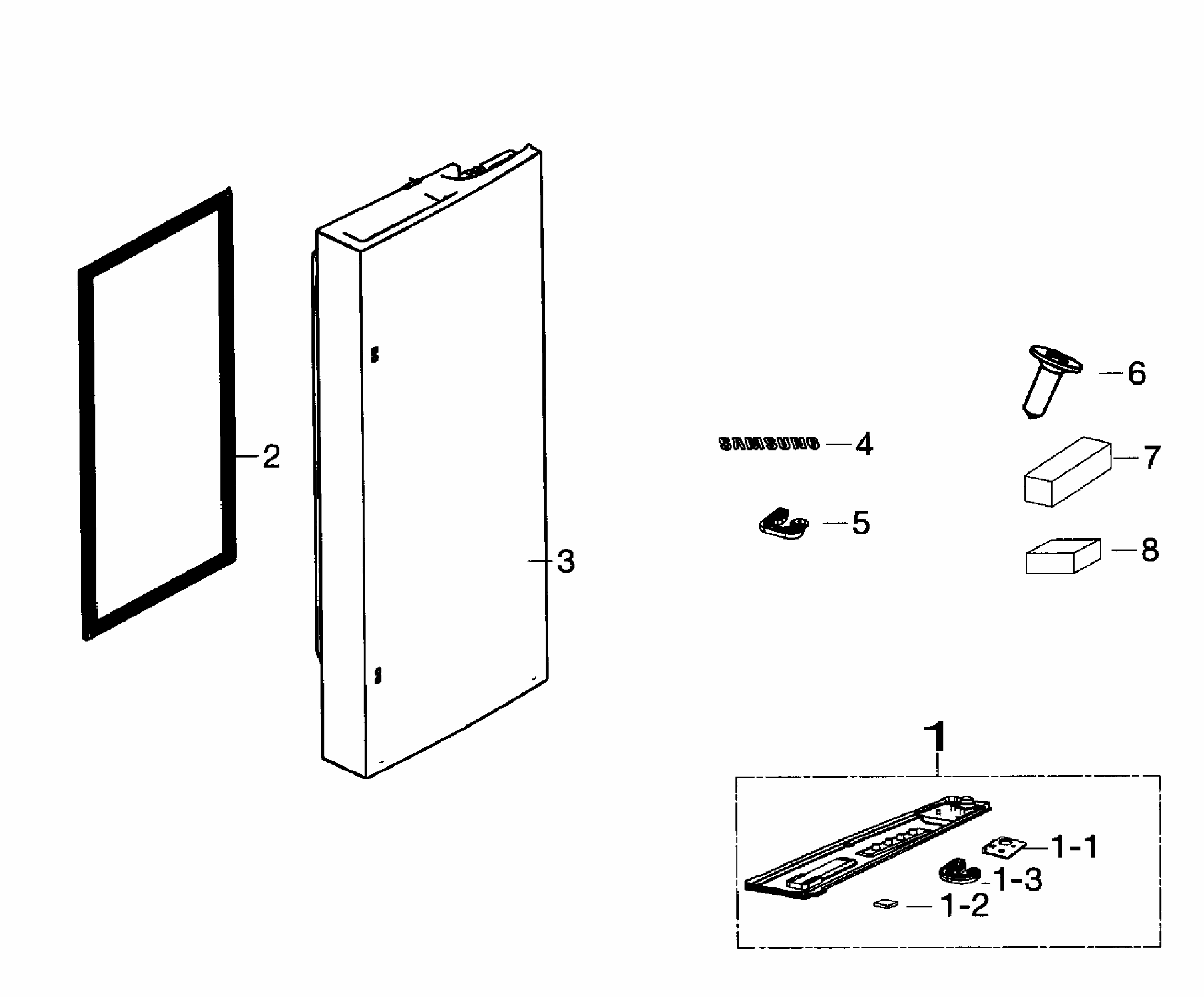 Door Right Diagram and Parts List for RF260BEAESR AA-0002 Samsung Refrigerator