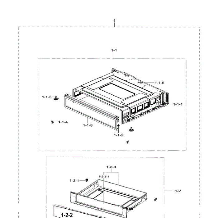 Drawer Diagram and Parts List for NE59J7630SG AA-00 Samsung Range