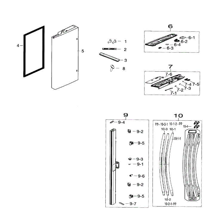 Left Door Diagram and Parts List for RF260BEAEBC AA-02 Samsung Refrigerator