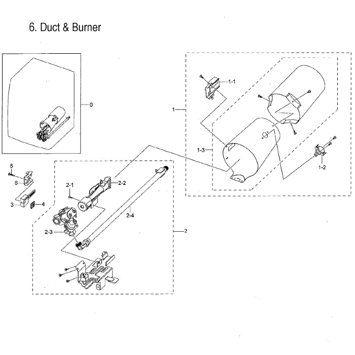Heater Assembly Diagram and Parts List for DVG52M8650V A3-00 Samsung Dryer