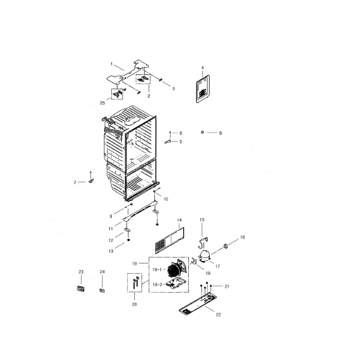 Cabinet Diagram and Parts List for RFG29THDRS XAA-00 Samsung Refrigerator