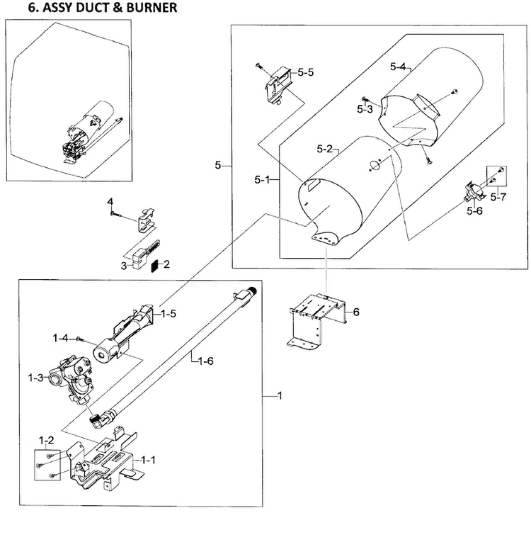 Heater Assy Diagram and Parts List for DV448AGW XAA-0001 Samsung Dryer