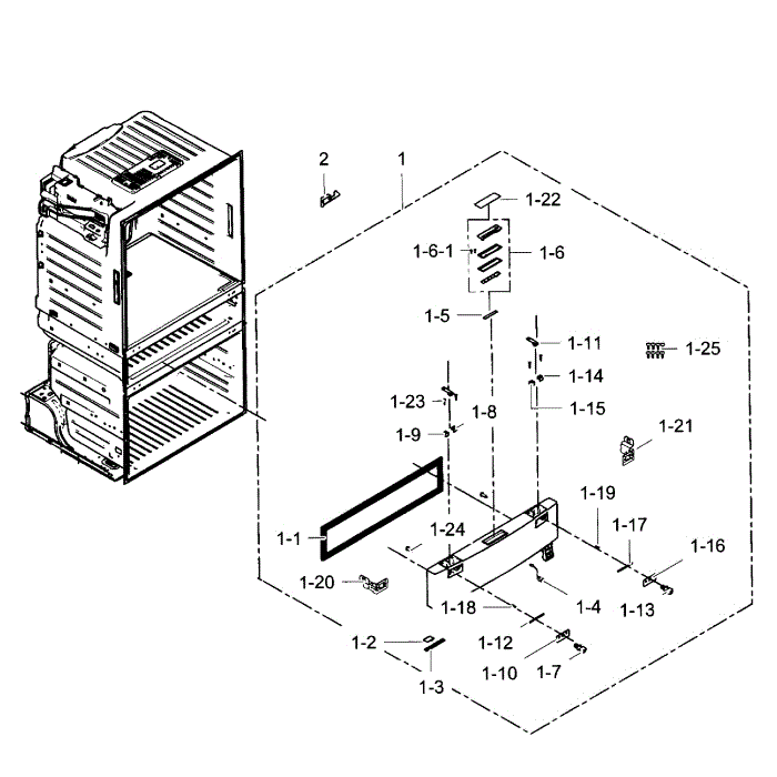 Flexzone Door Diagram and Parts List for RF28JBEDBSG AA-00 Samsung Refrigerator