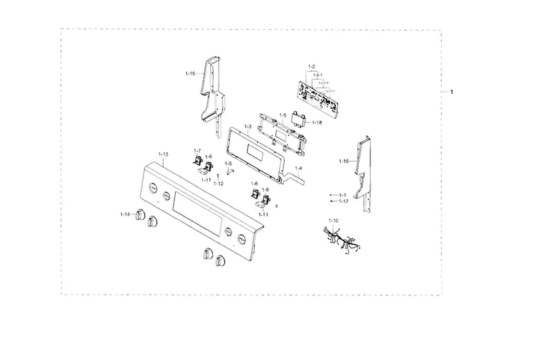 Control Panel Diagram and Parts List for NE59J7630SB AA-0000 Samsung Range