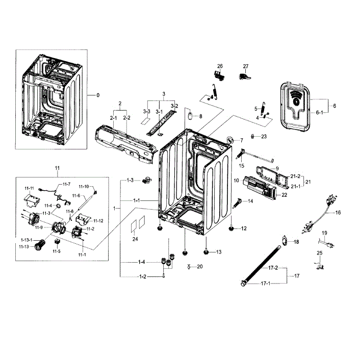 Cabinet Diagram and Parts List for WF56H9100AG A2-01 Samsung Washer