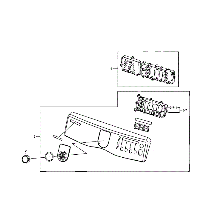 Control Panel Diagram and Parts List for DV407AEW XAA-01 Samsung Dryer
