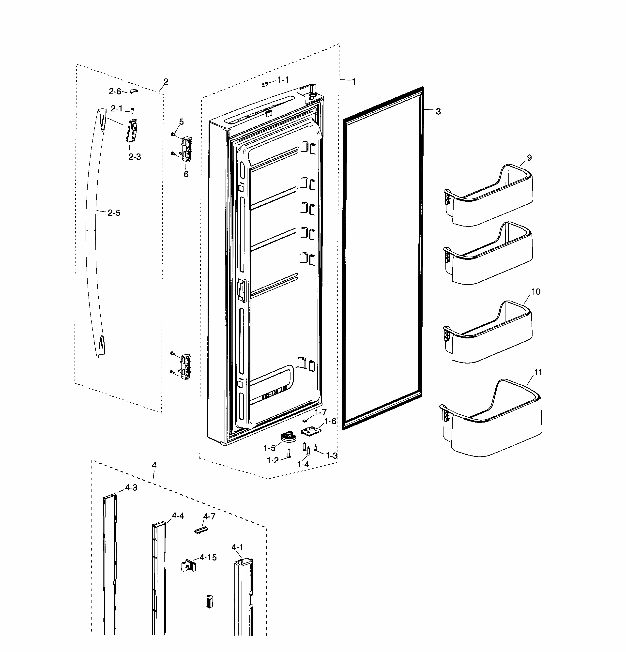 Fridge Door L Diagram and Parts List for RF18HFENBBC AA-0000 Samsung Refrigerator