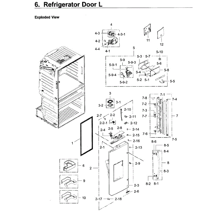 Fridge Door L Diagram and Parts List for RF28JBEDBSR AA-03 Samsung Refrigerator
