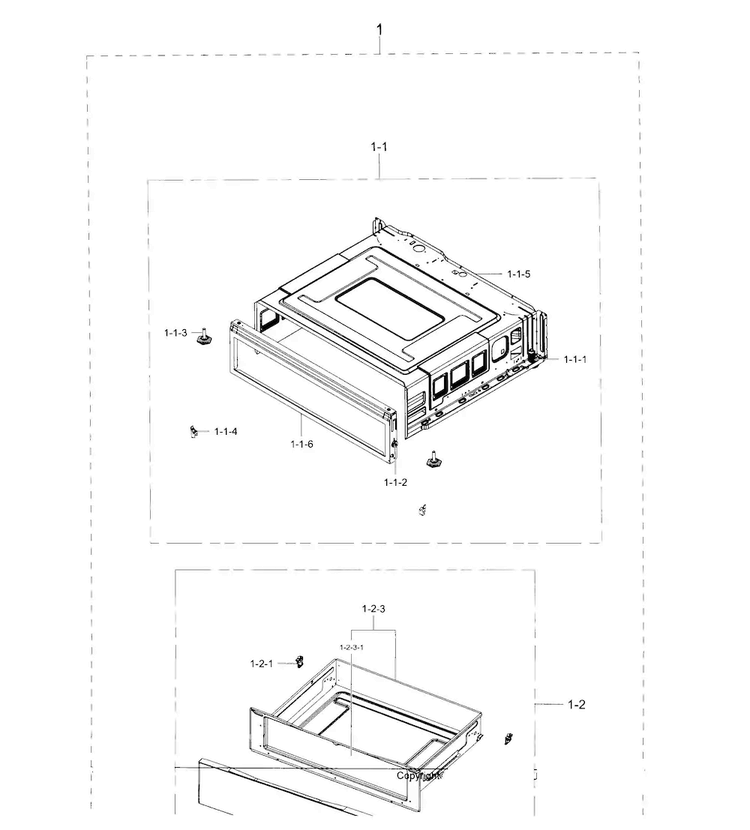 Drawer Diagram and Parts List for NE59J3421SS AA-0001 Samsung Range