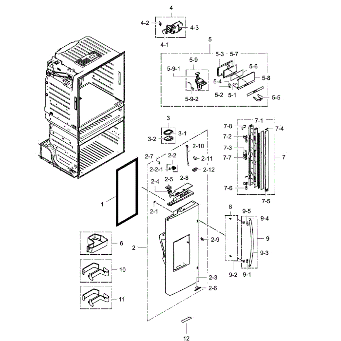 Fridge Door L Diagram and Parts List for RF28HMEDBSR AA-00 Samsung Refrigerator