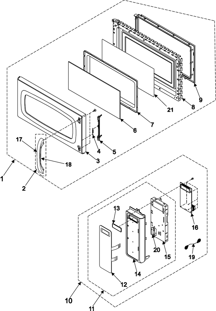 Control Panel/door Assembly Diagram and Parts List for SMH7174BE XAA Samsung Microwave