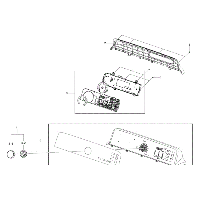 Control Panel Diagram and Parts List for DV456EWHDSU AA-00 Samsung Dryer