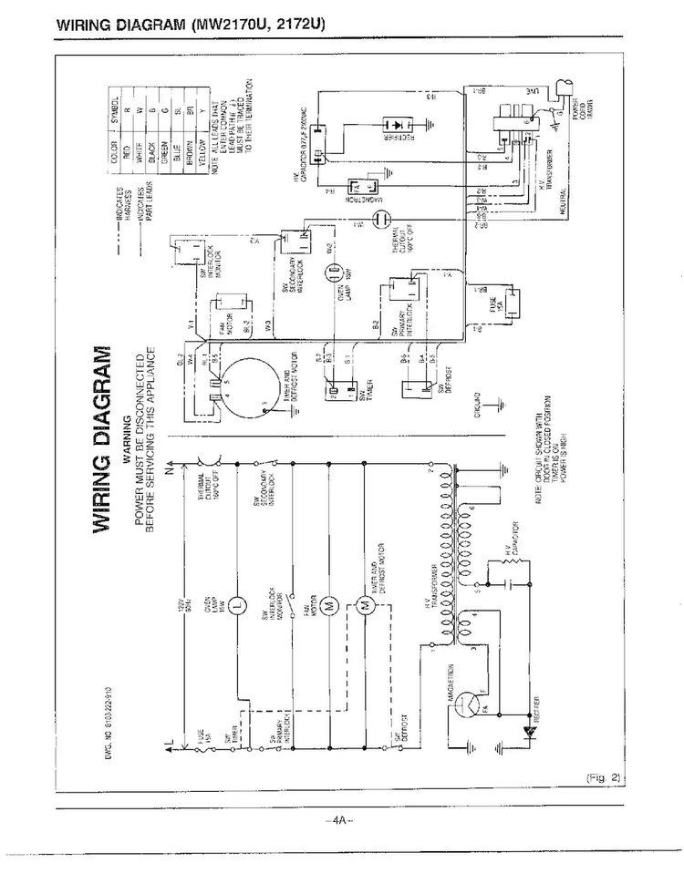 Wiring Diagram Page 2 Diagram and Parts List for MW2070U XAA Samsung Microwave