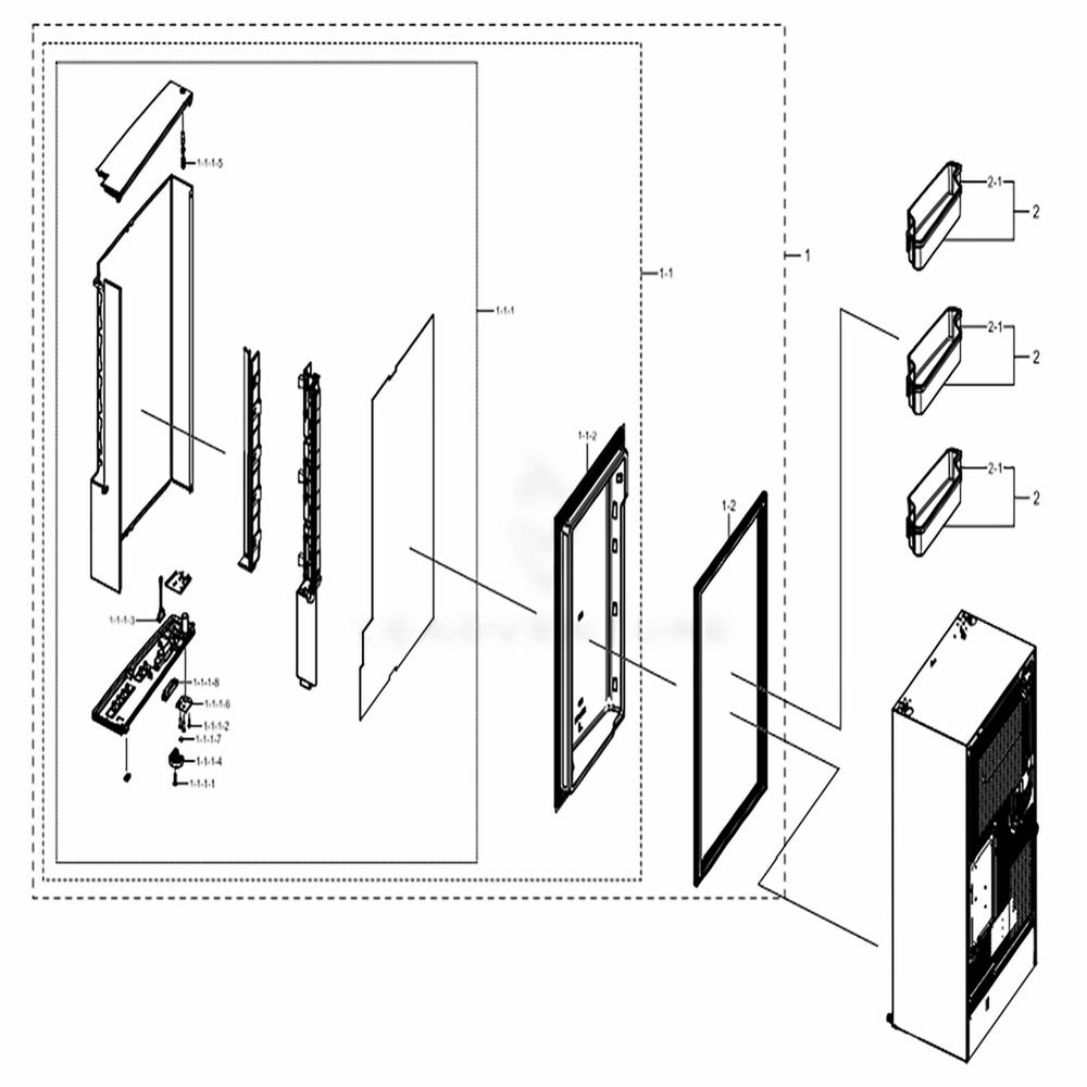 Freezer Door L Diagram and Parts List for RF22K9381SG (AA)(0005) Samsung Refrigerator