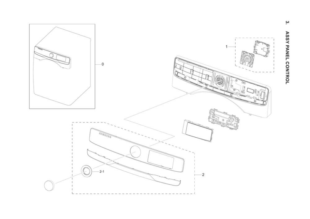 Control Panel Assembly Diagram and Parts List for DVG45B6300W A3-00 Samsung Dryer