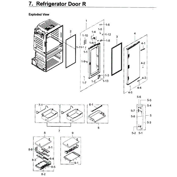 Fridge Door R Diagram and Parts List for RF28JBEDBSG AA-05 Samsung Refrigerator