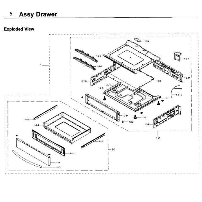 Drawer Diagram and Parts List for NE58K9850WG AA-00 Samsung Range