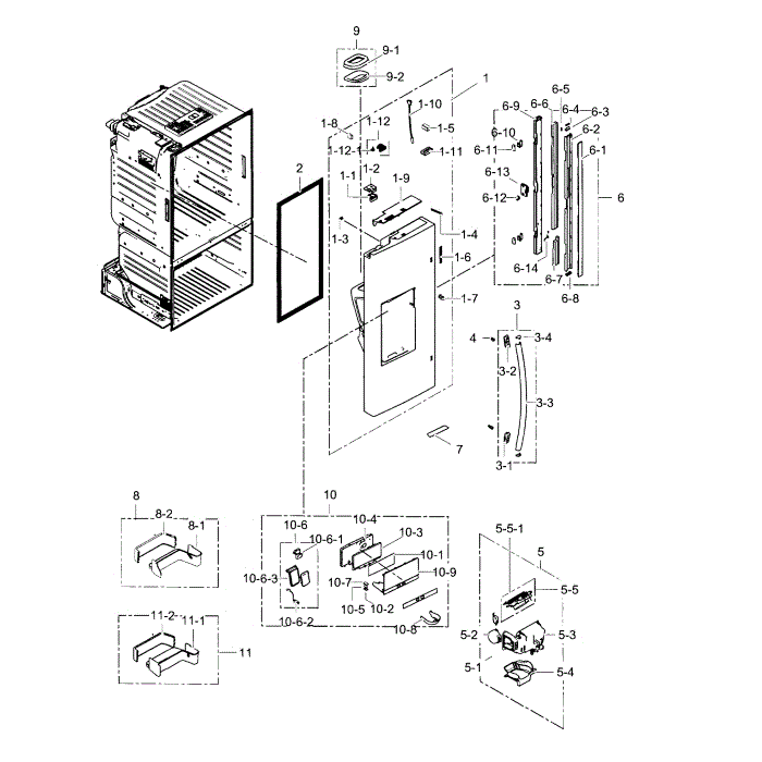 Fridge Door L Diagram and Parts List for RF23HCEDBSR AA-06 Samsung Refrigerator