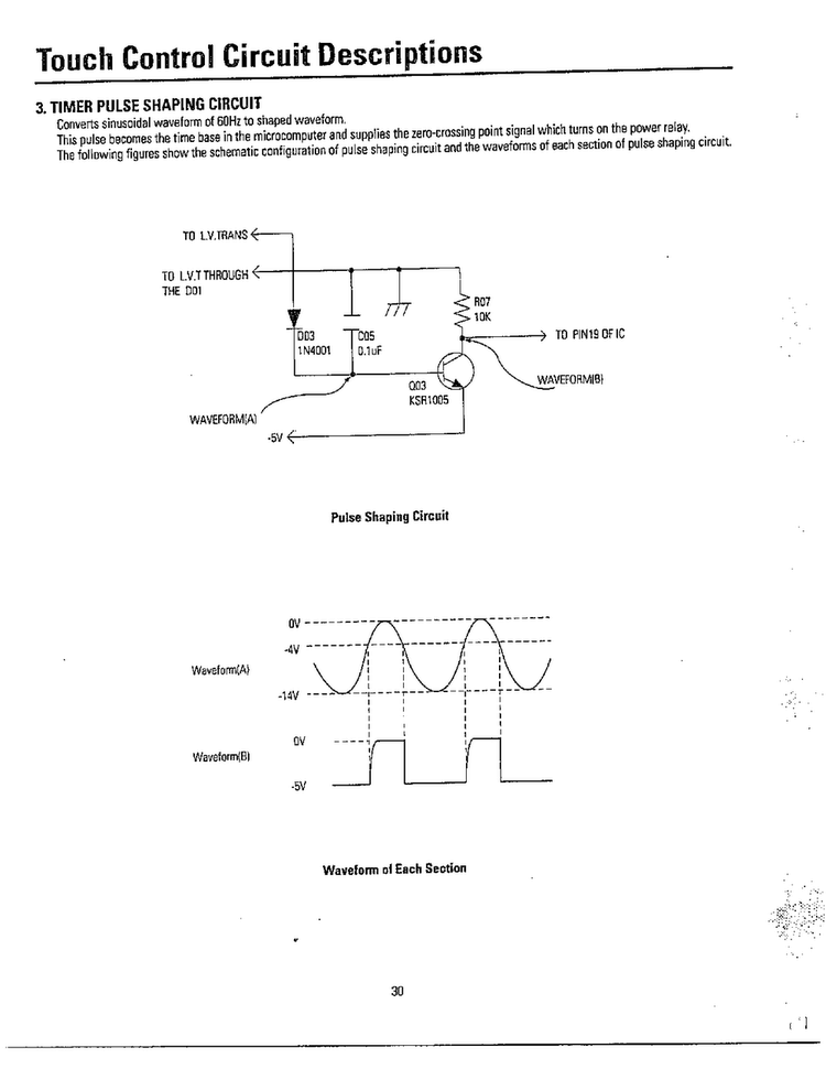 Touch Control Circuit Descriptions Page 3 Diagram and Parts List for MW3580T XAA Samsung Microwave