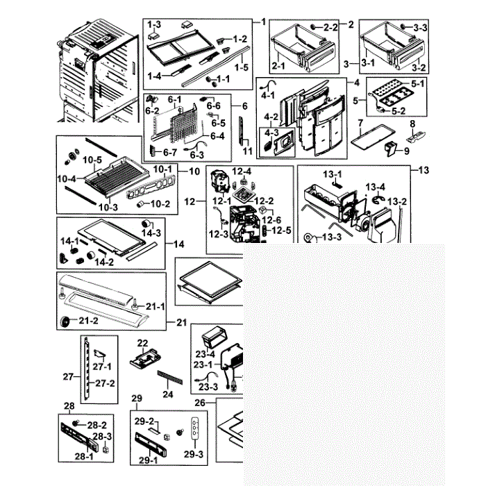 Refrigerator Diagram and Parts List for RF23HCEDBBC AA-00 Samsung Refrigerator