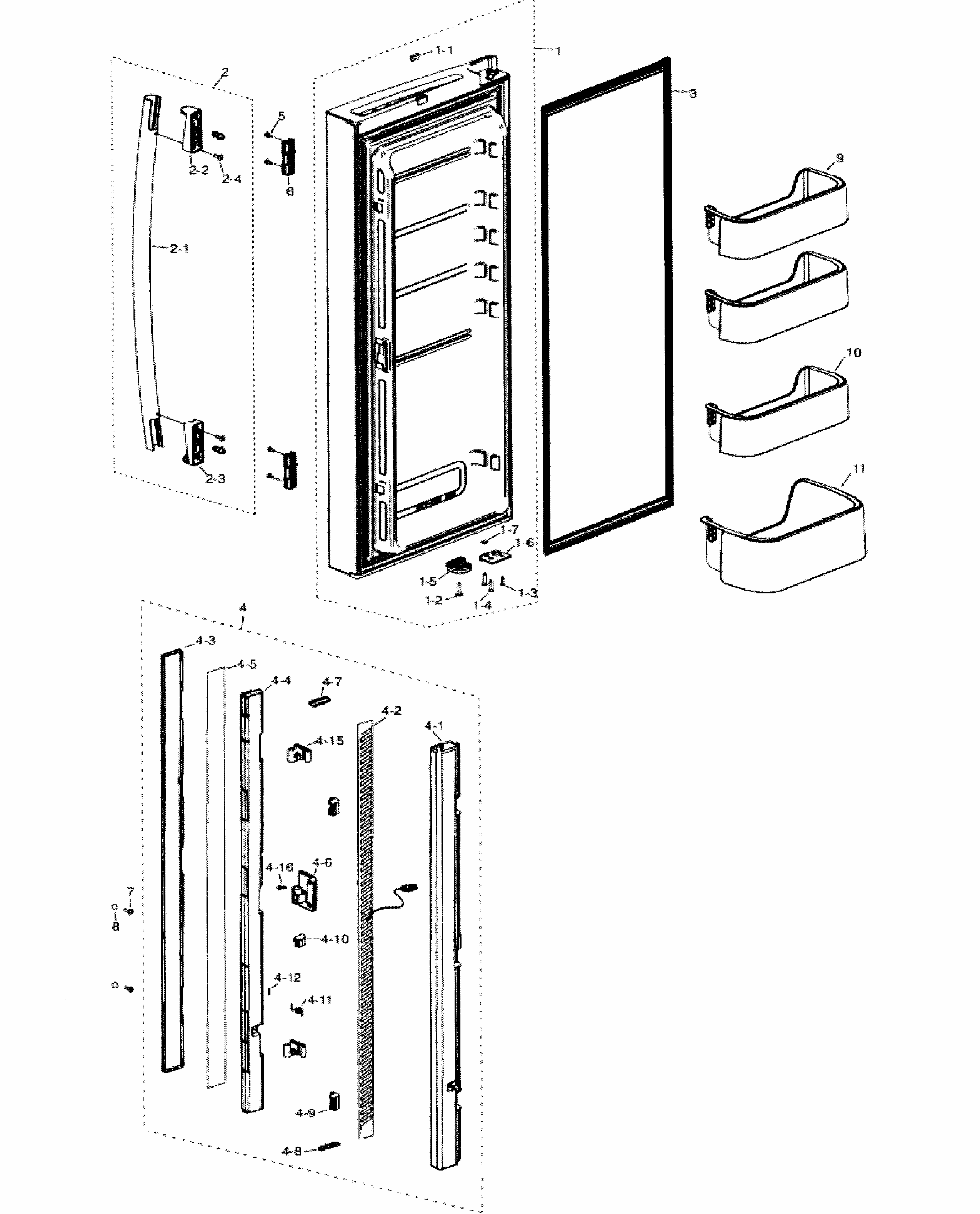Left Door Diagram and Parts List for RF217ABRS XAA-0000 Samsung Refrigerator