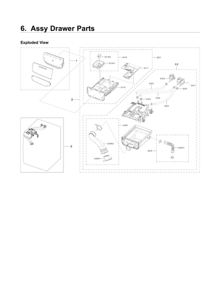 Drawer Parts Assembly Diagram and Parts List for WF45R6300AW US-01 Samsung Washer