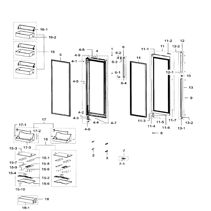 Right Door Diagram and Parts List for RH29H9000SR AA-05 Samsung Refrigerator