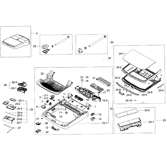 Cover Top Diagram and Parts List for WA50K8600AV A2-00 Samsung Washer