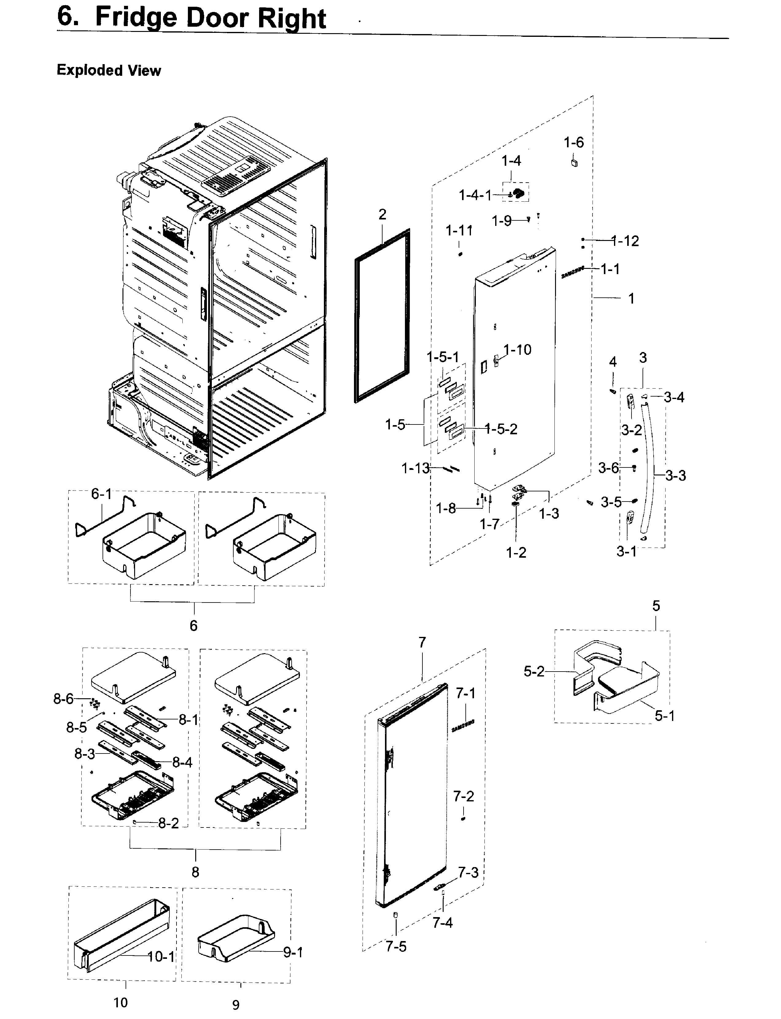 Fridge Door R Diagram and Parts List for RF23HTEDBSR AA-0007 Samsung Refrigerator