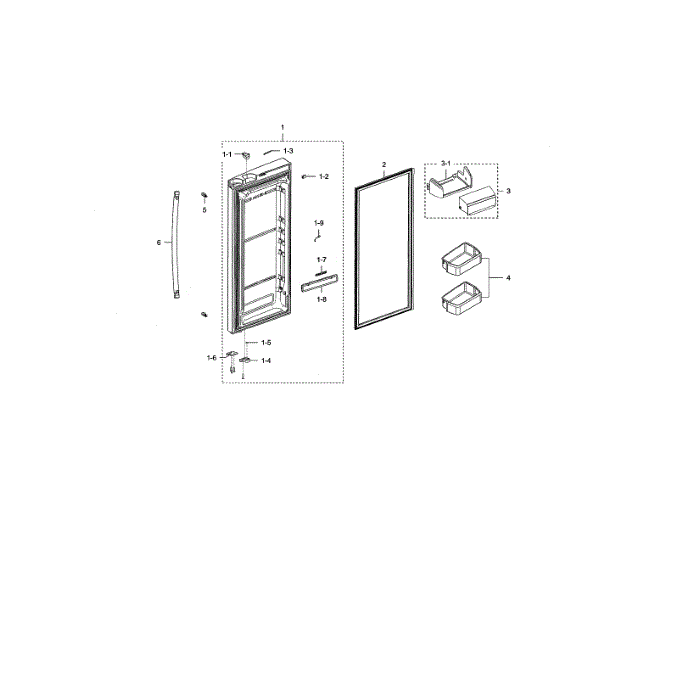 Right Refrigerator Door Diagram and Parts List for RFG298HDWP XAA-01 Samsung Refrigerator