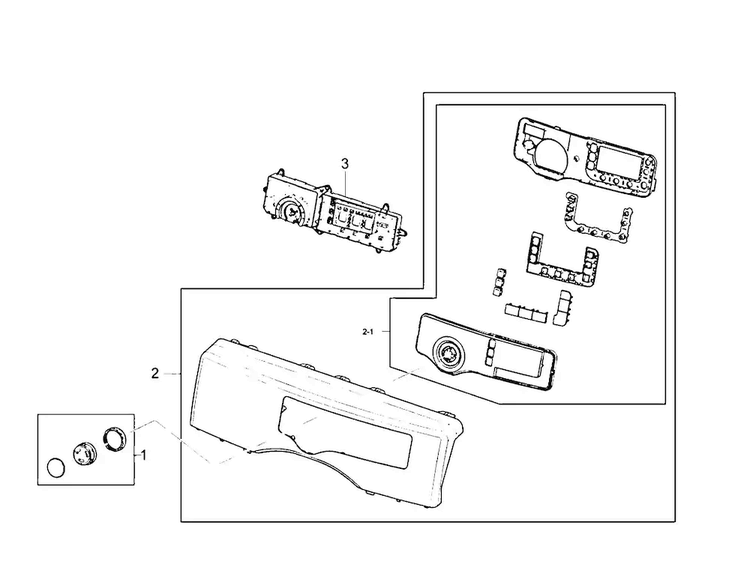 Control Panel Diagram and Parts List for DV210AGW XAA Samsung Dryer