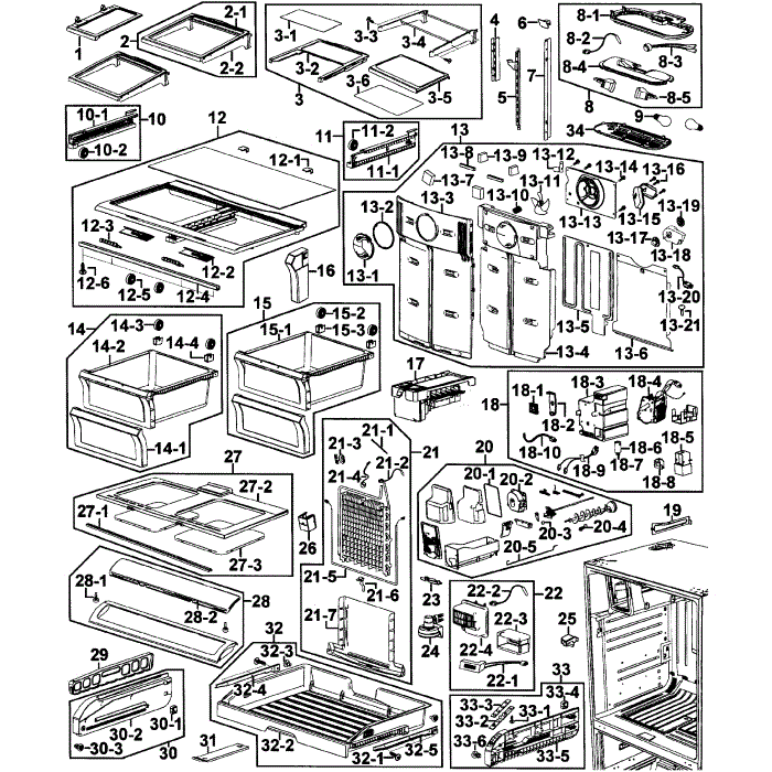 Refrigerator Diagram and Parts List for RF267AARS XAA-00 Samsung Refrigerator