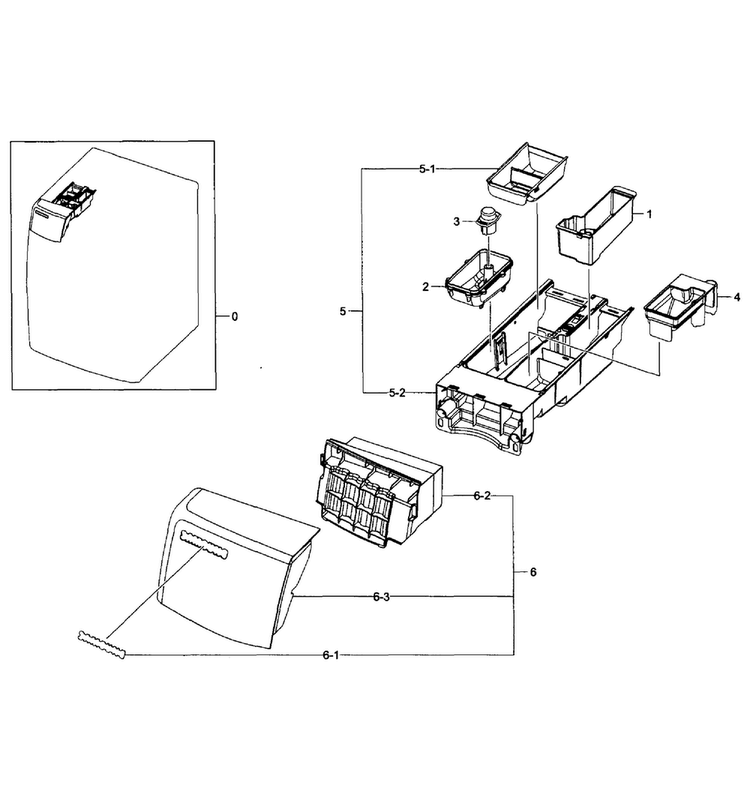 Drawer Assy Diagram and Parts List for WF511ABW XAA-0003 Samsung Washer