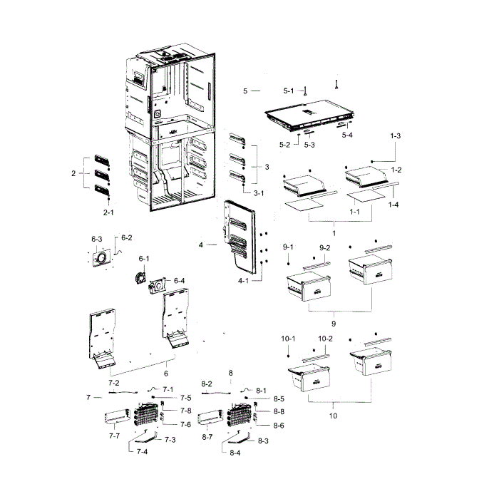 Freezer Diagram and Parts List for RF23J9011SR (AA)(0000) Samsung Refrigerator