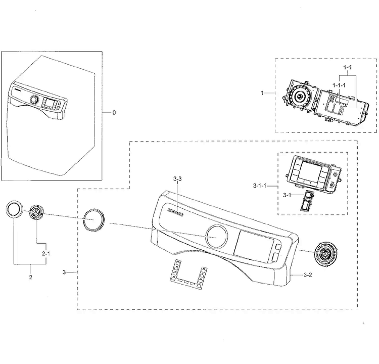 Control Panel Diagram and Parts List for DV42H5000EW A3-0003 Samsung Dryer