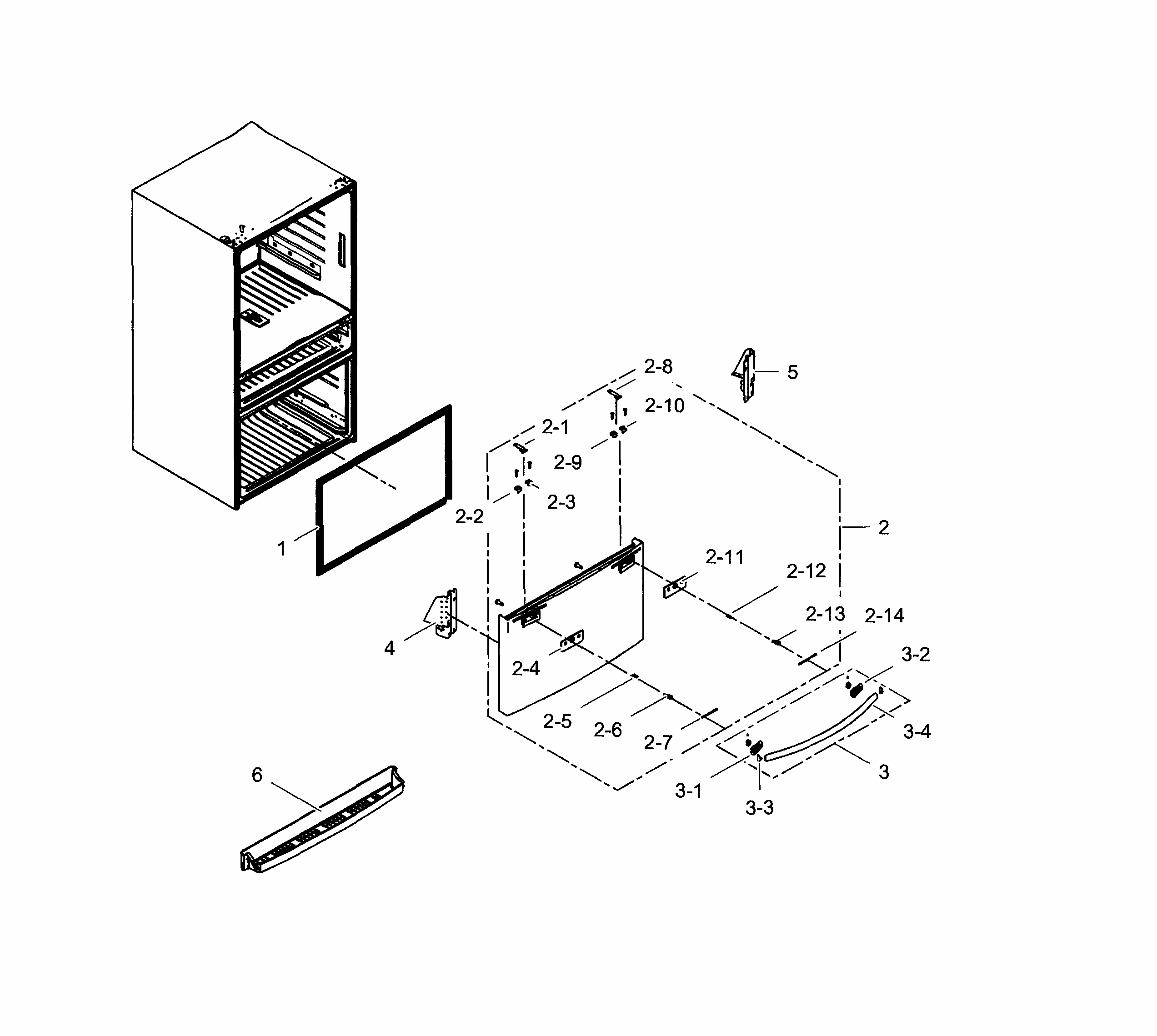 Freezer Door Diagram and Parts List for RF24FSEDBSR AA-0002 Samsung Refrigerator