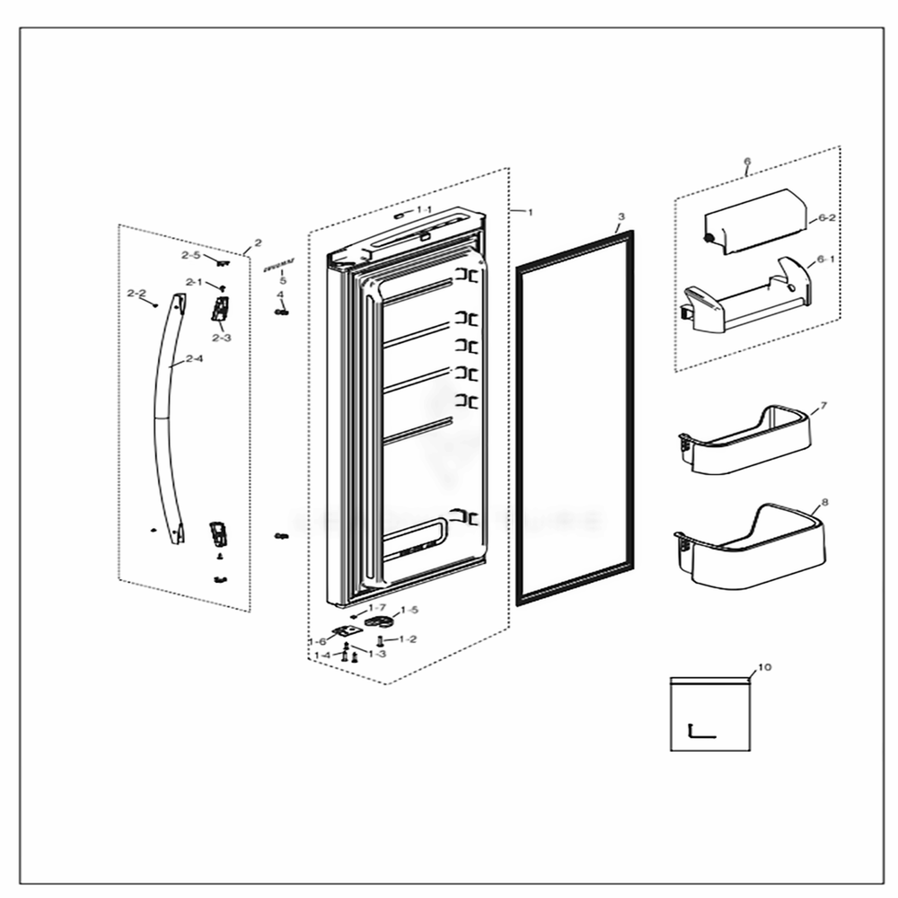 Fridge Door Right Diagram and Parts List for RF18HFENBSR (US)(0000) Samsung Refrigerator